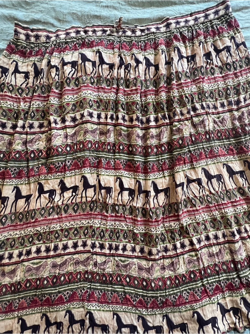 Liz & Me Geometric Tribal Horse Pattern Indie Boho Maxi Skirt Women’s Size 4XL
